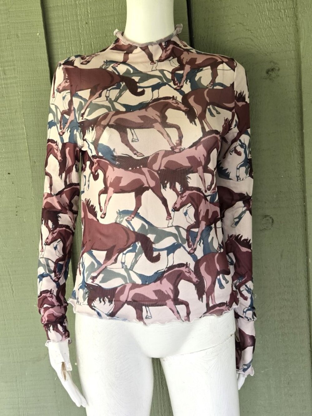 ROCKIN C Horse Print lightweight Top Medium M